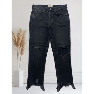 We The Free High-Rise Distressed Faded Black Frayed Hem Ankle Jeans Size 27